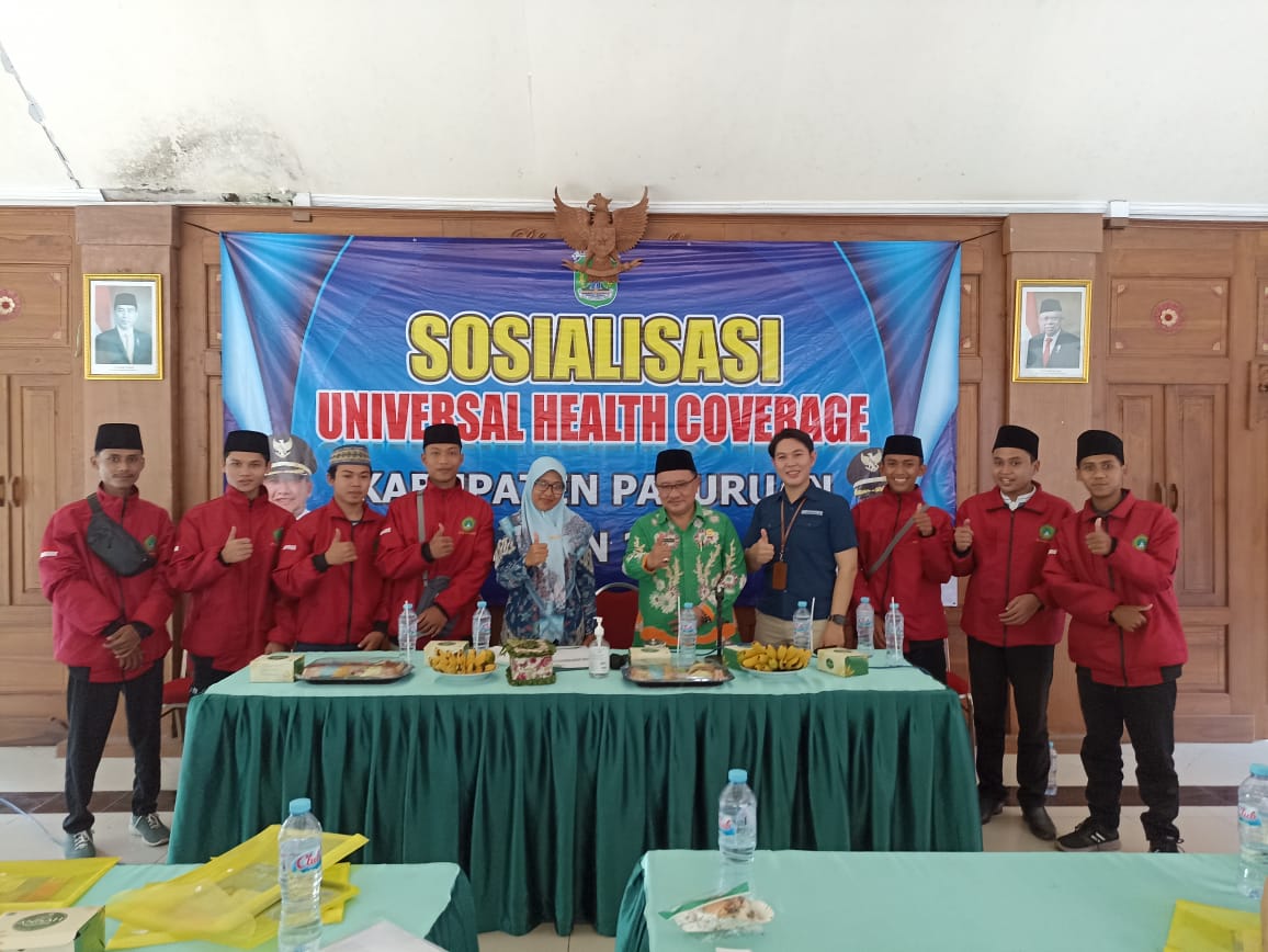 Sosialisasi Universal Health Coverage (HCU) Kab. Pasuruan Tahun 2023 dihadiri oleh Wakil Bupati Pasuruan dan Mahasiswa KKN PAR STAI Al-Yasini Pasuruan